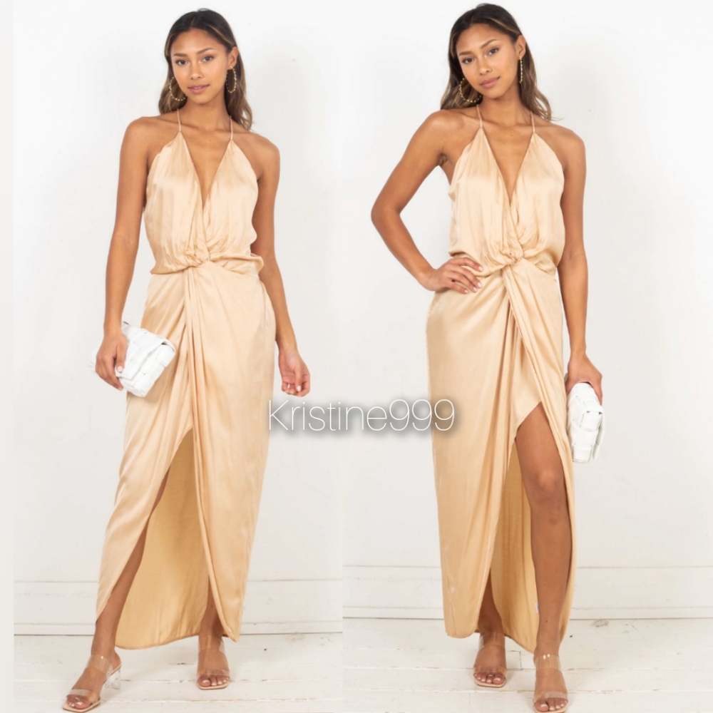 Young Fabulous & Broke Siren Slip Dress in Silky Camel Sand Beige NEW 2022 - Picture 2 of 4